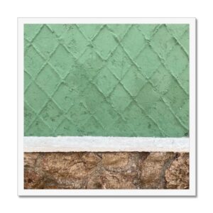 20x20 inch framed photo depicting a green diamond pattern above a rough stone base, named after Joyita cantina.