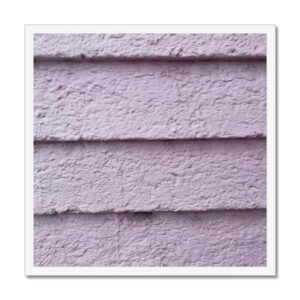 Concrete shiplap siding formwork painted a soft lilac lavender with cascading horizontal shadow lines in 20x20” white frame.