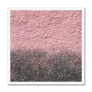 White-framed 20x20 inch photo highlighting a pink stucco wall with a contrasting dark textured bottom.